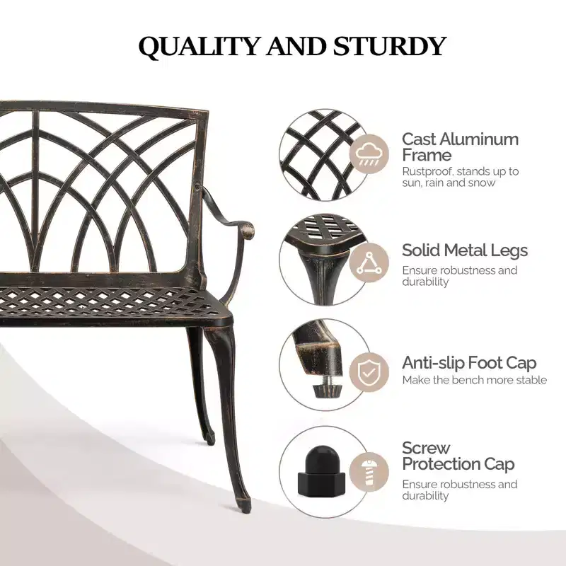 Karl Home | 38-Inch Aluminum Garden Bench