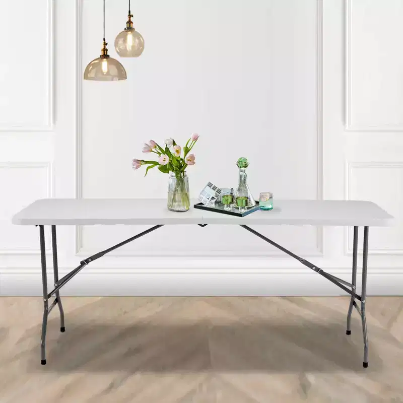 Portable Heavy Duty Folding Table with Carrying Handle for Camping, Picnic, Party