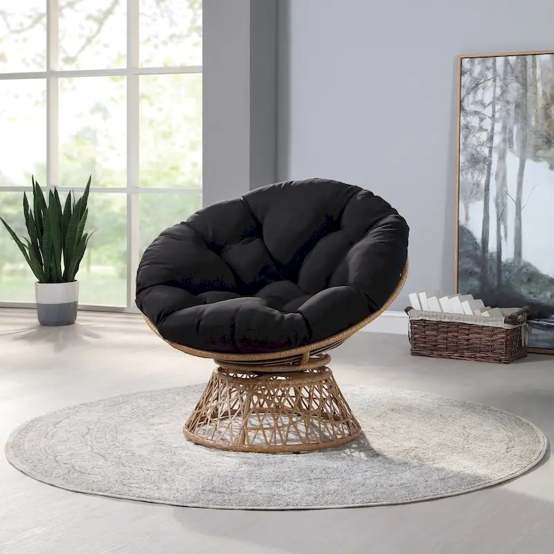 Round Swivel Accent Chair with Padded Cushion
