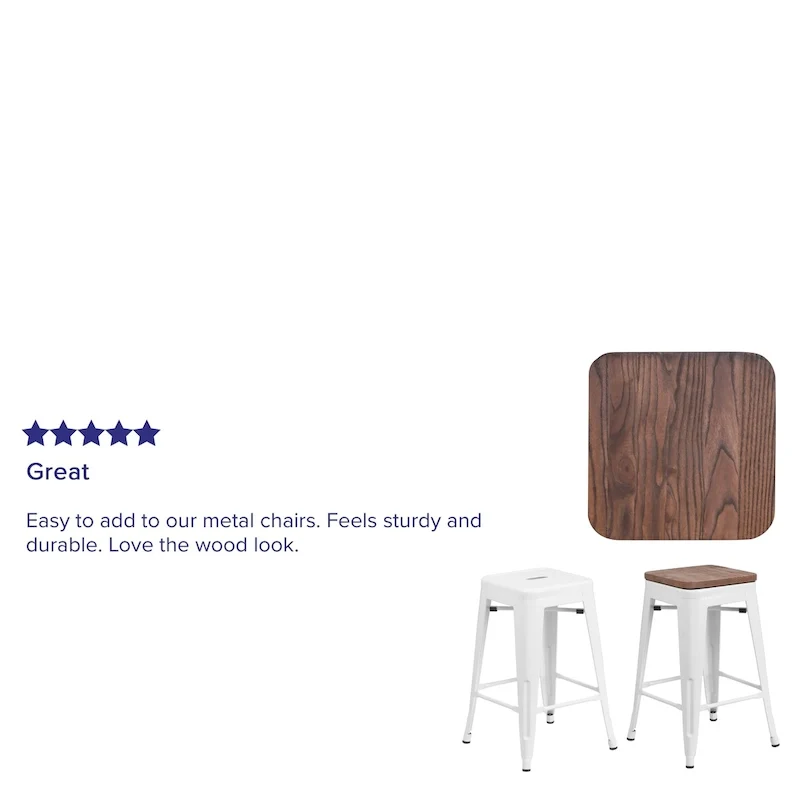 Rustic Walnut Wood Replacement Seat for Metal Bar & Counter Stools, 1-Person