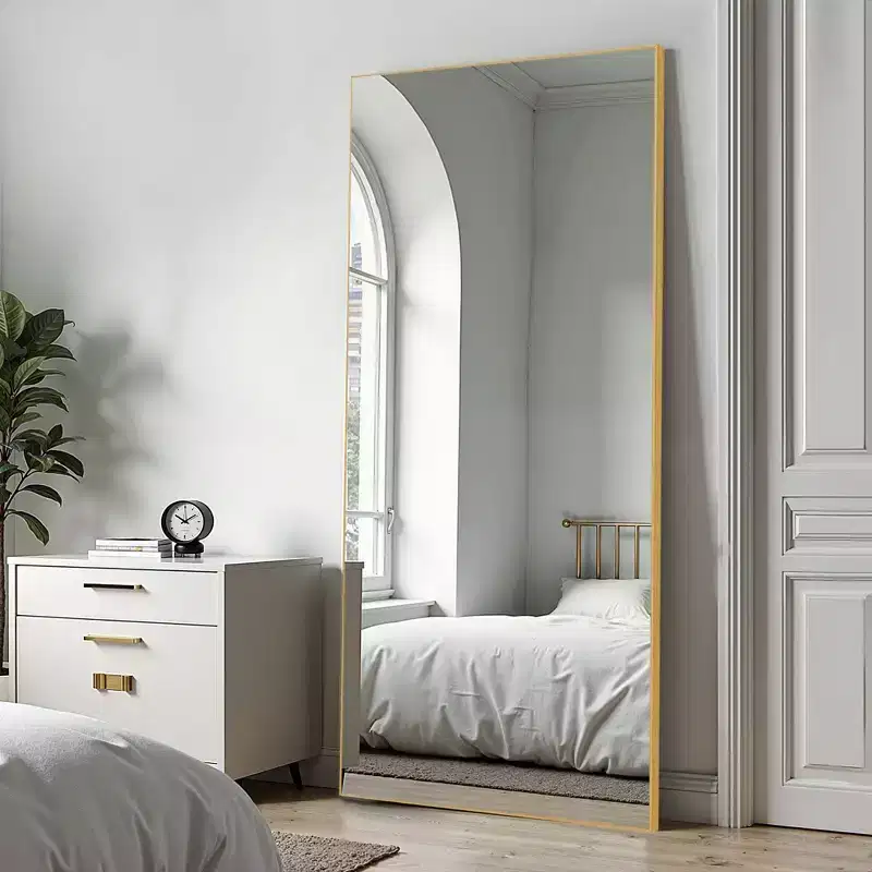 PexFix 71x31 Aluminum Fine Edge Right Angle Rectangle Full Length Mirror-With Stand