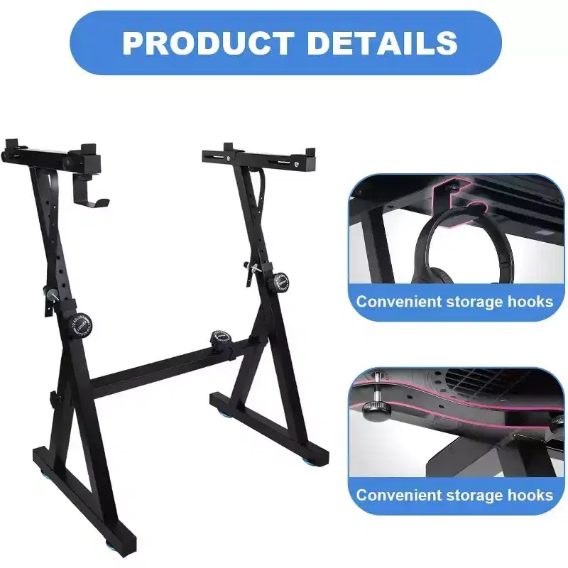 Adjustable Z-Style Keyboard Piano Stand, Heavy Duty Stable & Portable, Height & Width Adjustable, Fits 44/54/61/88 Keys Electric Pianos, Black