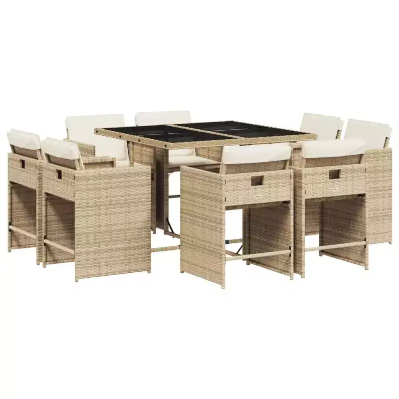 vidaXL Patio Dining Set Set of 14 PE rattan 14-seater Foldable