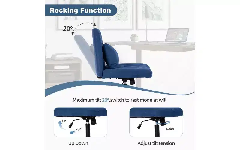 Modern Linen Swivel Criss Cross Chair, Ergonomic Office Chair, Height Adjustable Home Office Desk Chair, Versatile Armless Chair with Wheels