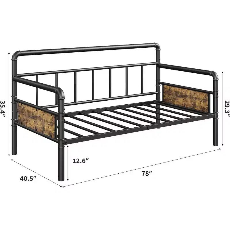 Garvee Stand-Up Twin Pop-Up Trundle Bed Frame with Locking Casters & Metal Slat Support