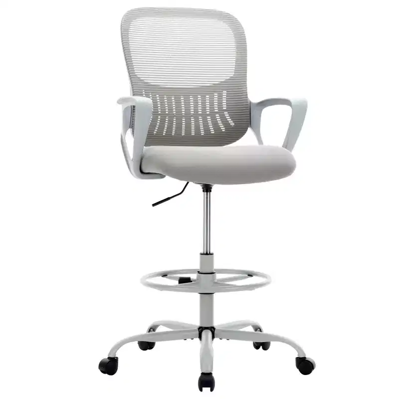 Tall Counter Height Office Chair with Adjustable Foot Ring, Designed for Standing Desks