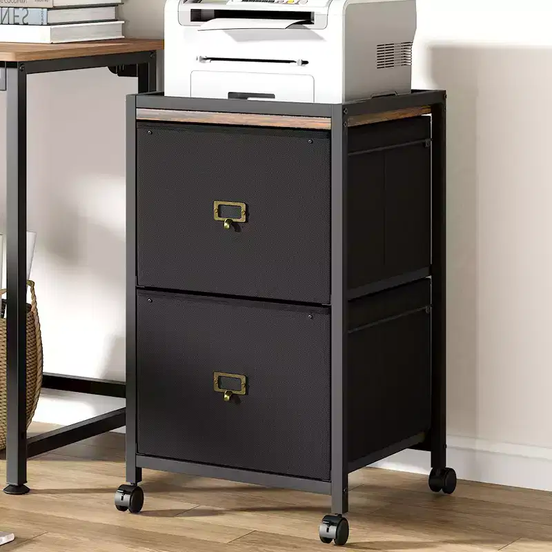 Drawer File CabinetMobile Filing Cabinet Rolling Printer Stand Fits A4 or Letter Size, Fabric Vertical File Cabinet with Wheels,Under Storage Cabinet