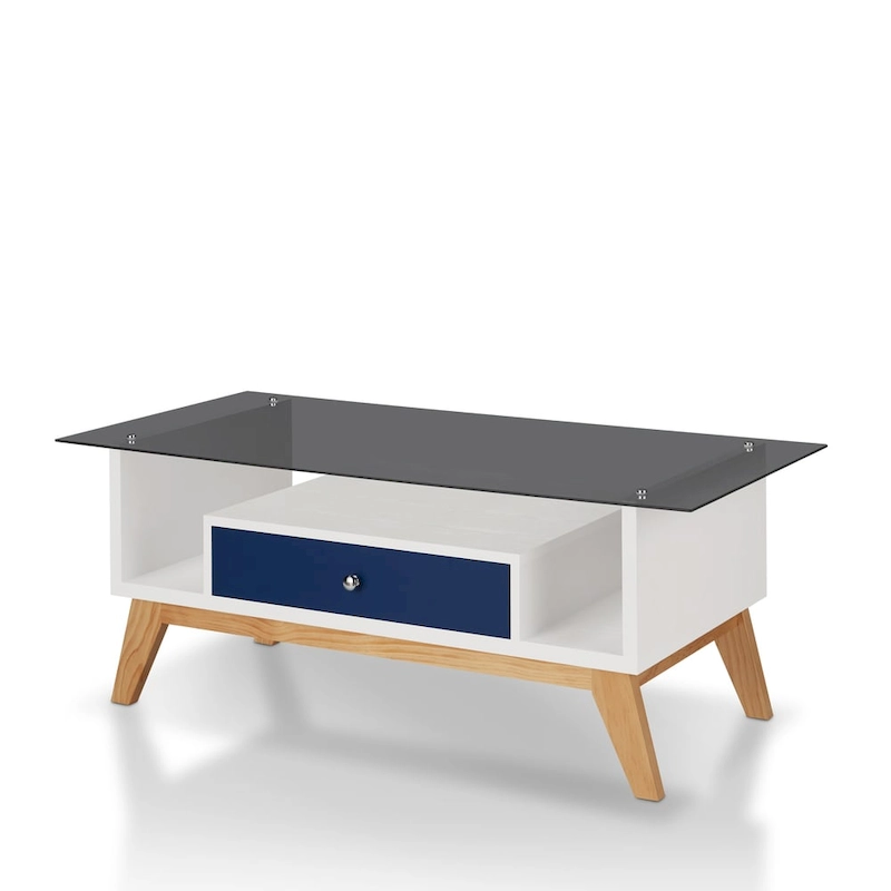 Tevi Modern 47-inch Glass Top 1-Shelf Coffee Table by Furniture of America