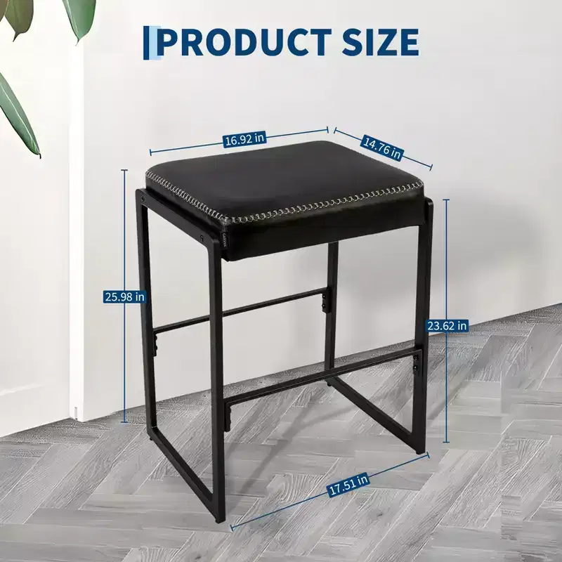 Modern Bar Stools Set of 2, 26 Inch Counter Height Chairs with Footrest, Waterproof, for Home, Dining Room
