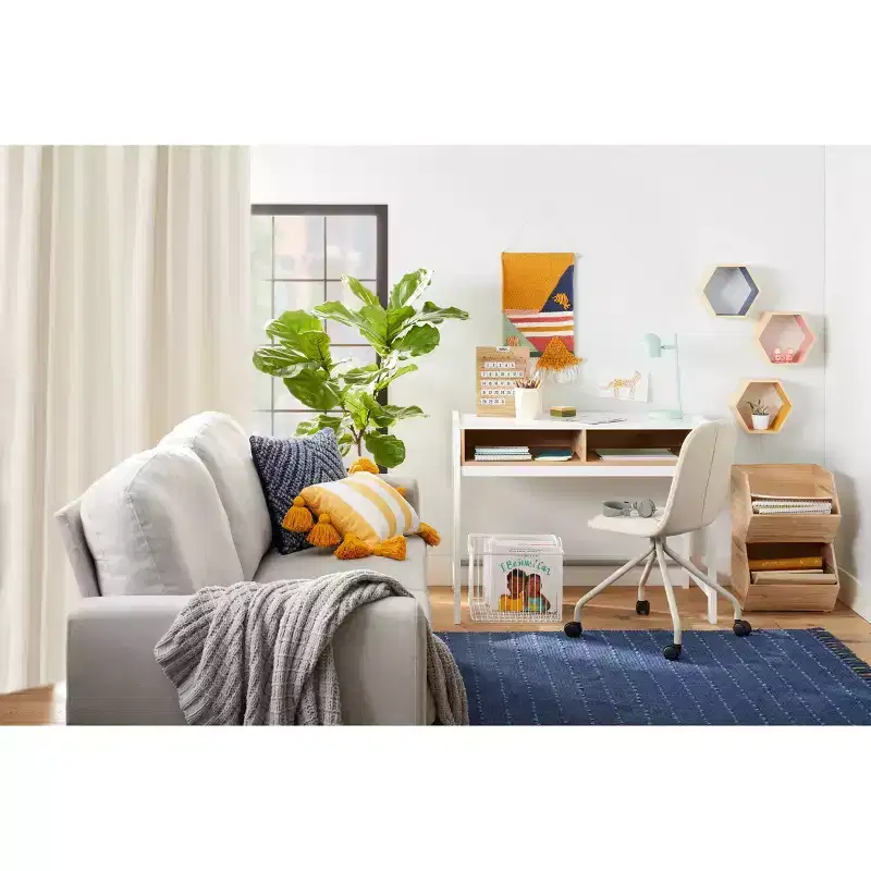 Kids' Writing Desk White 2 Open Cubbies FSC Certified