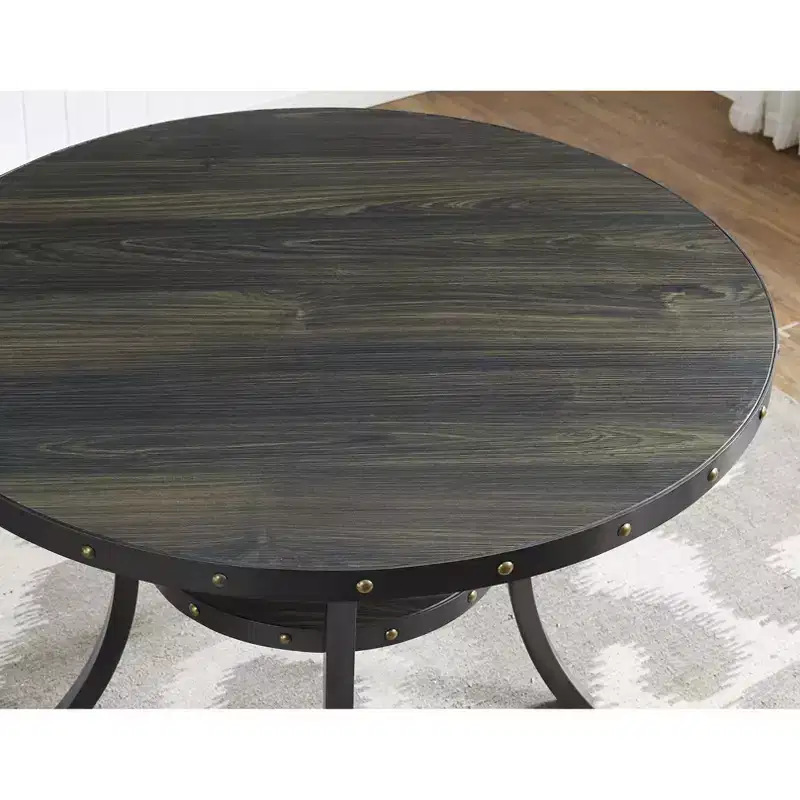 Wood & Metal Counter Height Round Dining Table 48'' Diameter