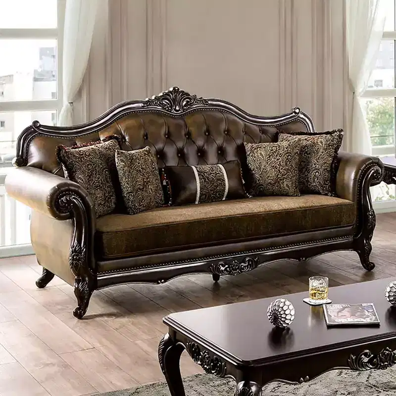 HOMES: Inside + Out Frazer 90.25" Sofa Traditional with Nailhead Trim Brown