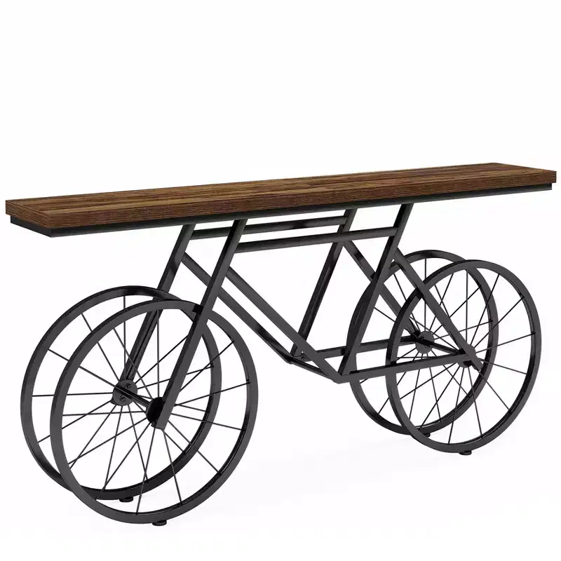 Tribesigns 70.9-inch Narrow Console Table with Bicycle Metal Base, Long Sofa Table Behind Couch for Living Room Entrance