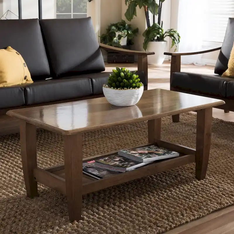 Mid-Century Modern Walnut Finished Wood Coffee Table