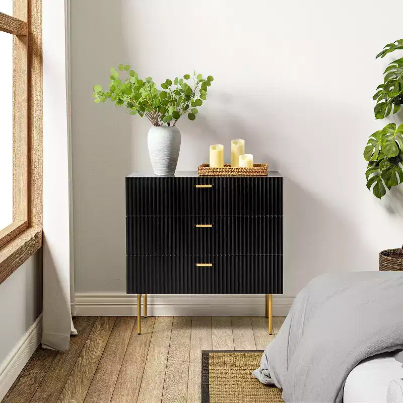 Brian 32 Tall 3 Drawer Bachelors Chest with storage for bedroom| ART OF LIVING DESIGNS-BLACK