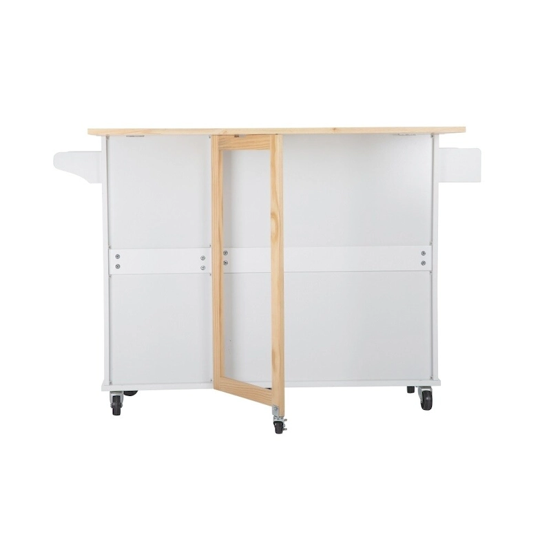 Mobile Kitehcn Island with Extensible Table Top and Adjustable Shelf