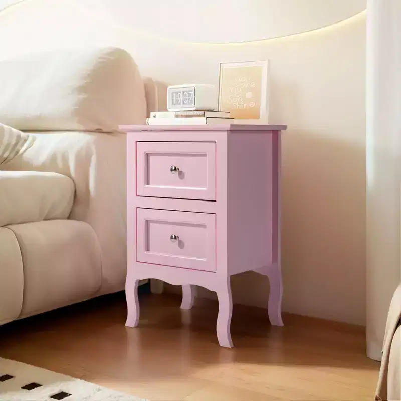 Karl Home 2-Drawer Pink MDF (Medium-Density Fiberboard) 15.75in. W Nightstands