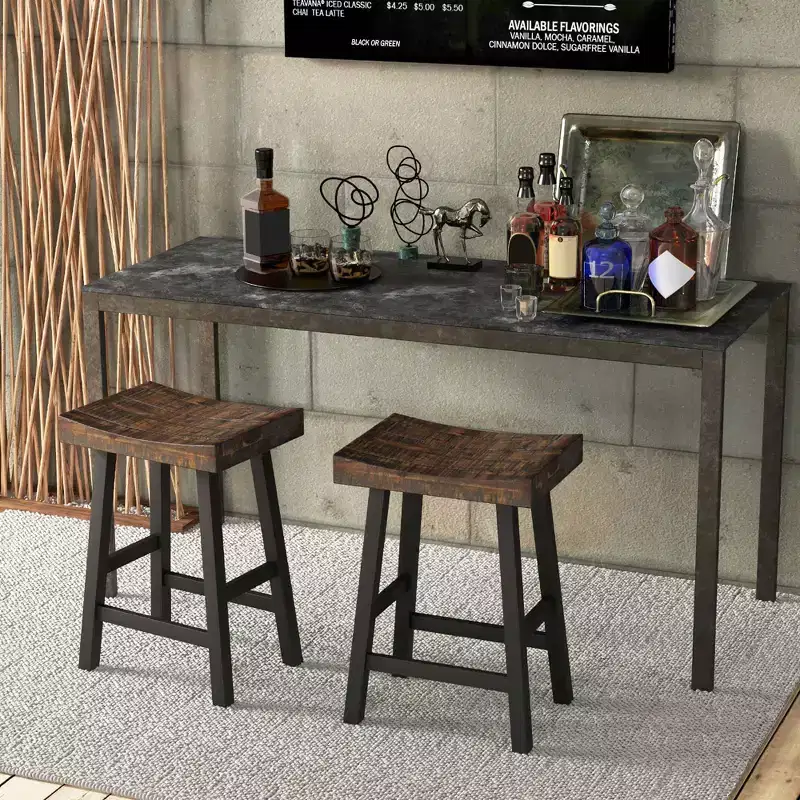 24-Inch Counter Height Bar Stool Set of 2 - Curved Saddle Seat