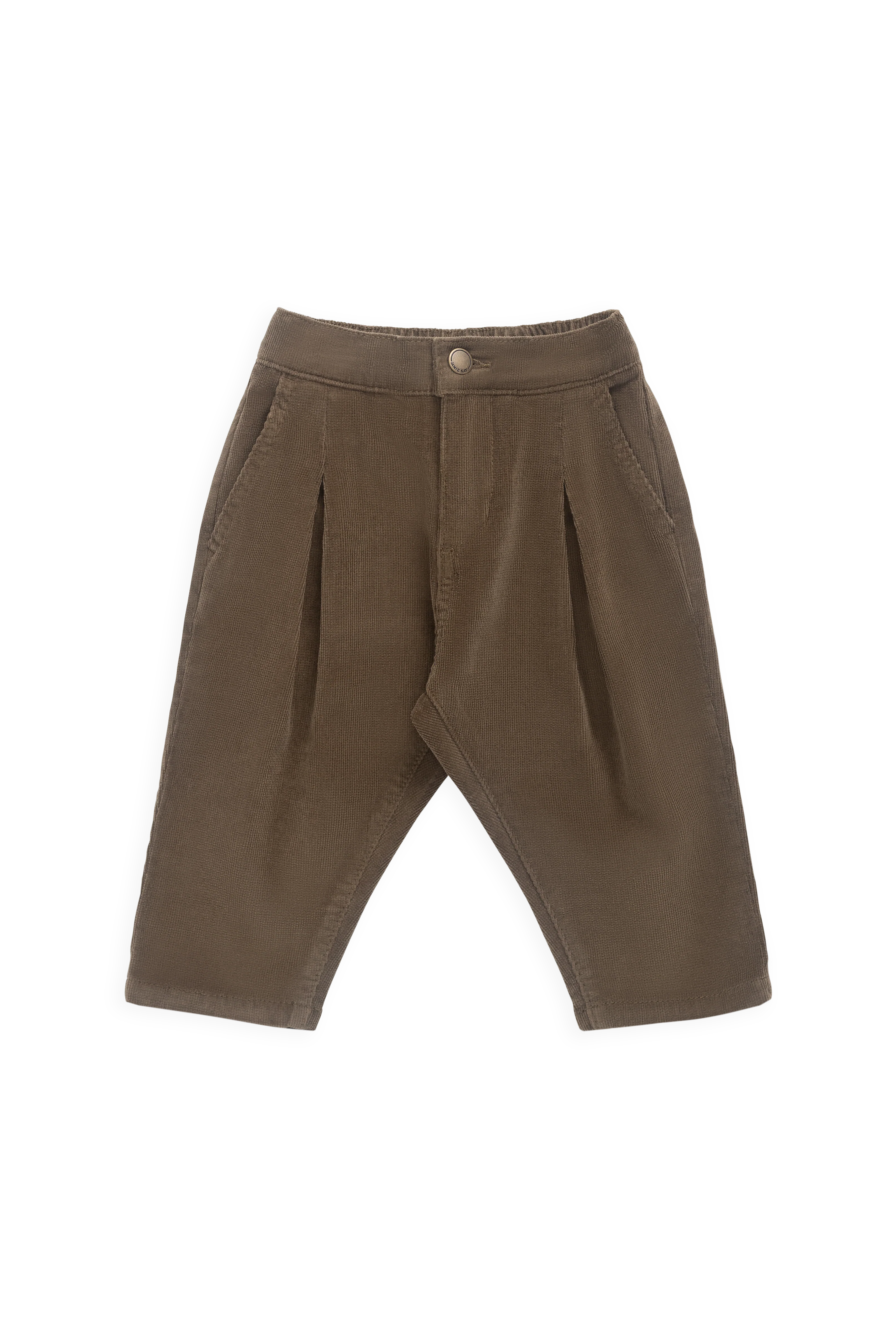 Refined Pecan Cotton-Elastane Tailored Pant with Pleated Waist for Everyday Wear 6M–8Y