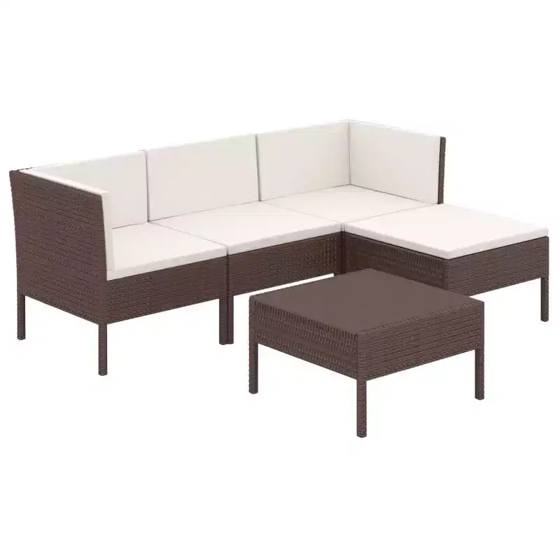 vidaXL Garden Lounge Set Brown PE rattan Medium Seats Many