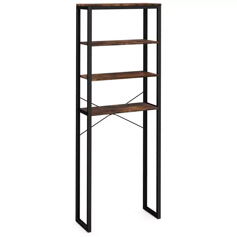 Costway 4-Tier Over the Toilet Storage Rack Freestanding Bathroom Organizer Rustic Brown