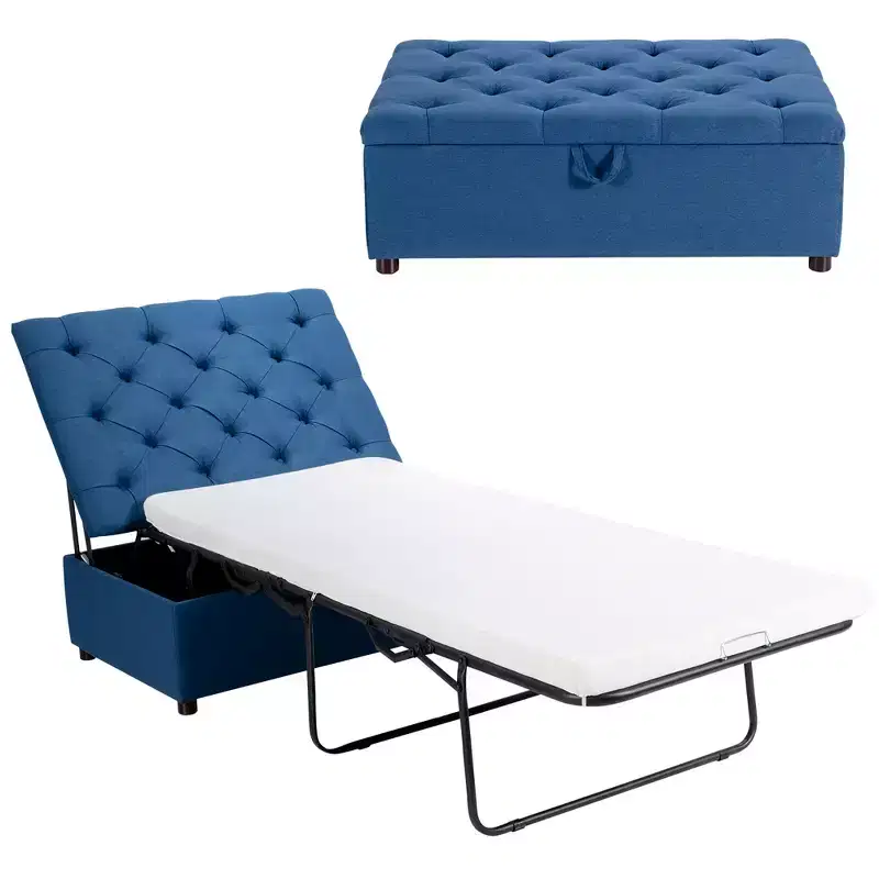Costway Folding Ottoman Sleeper Bed with Mattress Convertible Guest Bed