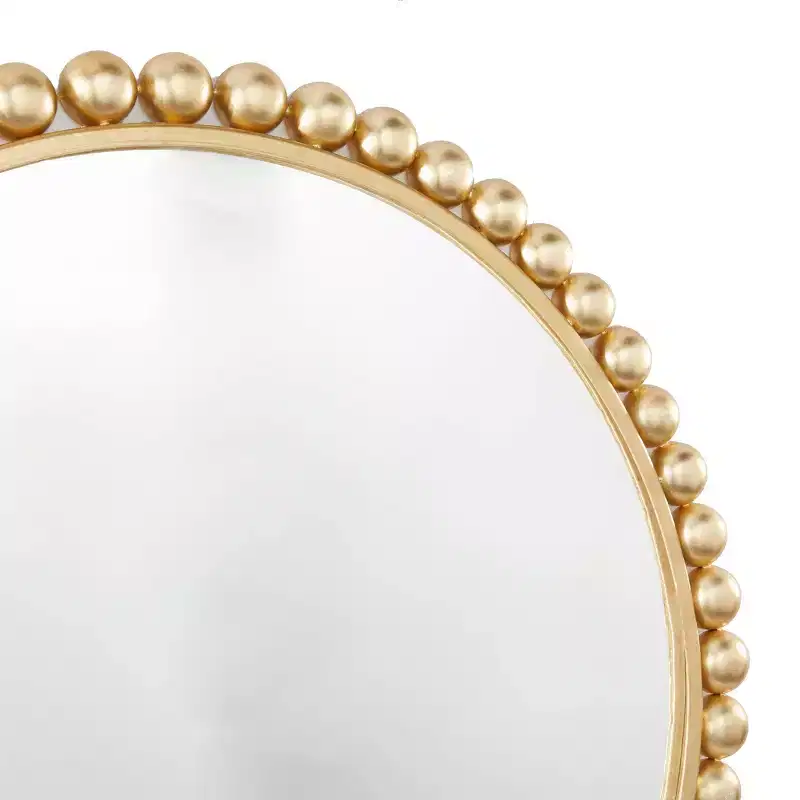 Metal Wall Mirror with Bead Detailing - CosmoLiving by Cosmopolitan