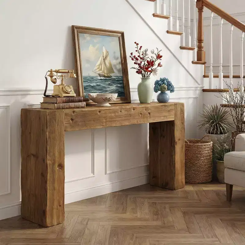 MAYEERTY 63-Inch Wood Console Table, Farmhouse Entryway Sofa Table