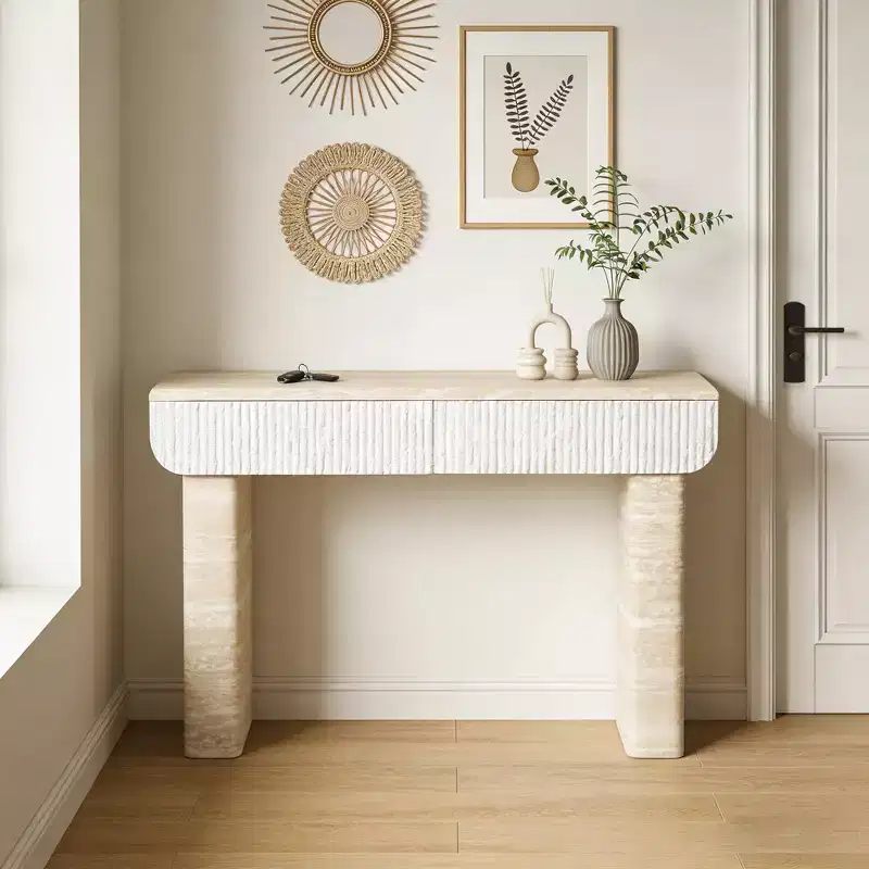 GDFStudio Ellington Modern 47.2 Console Table with Fluted Drawers