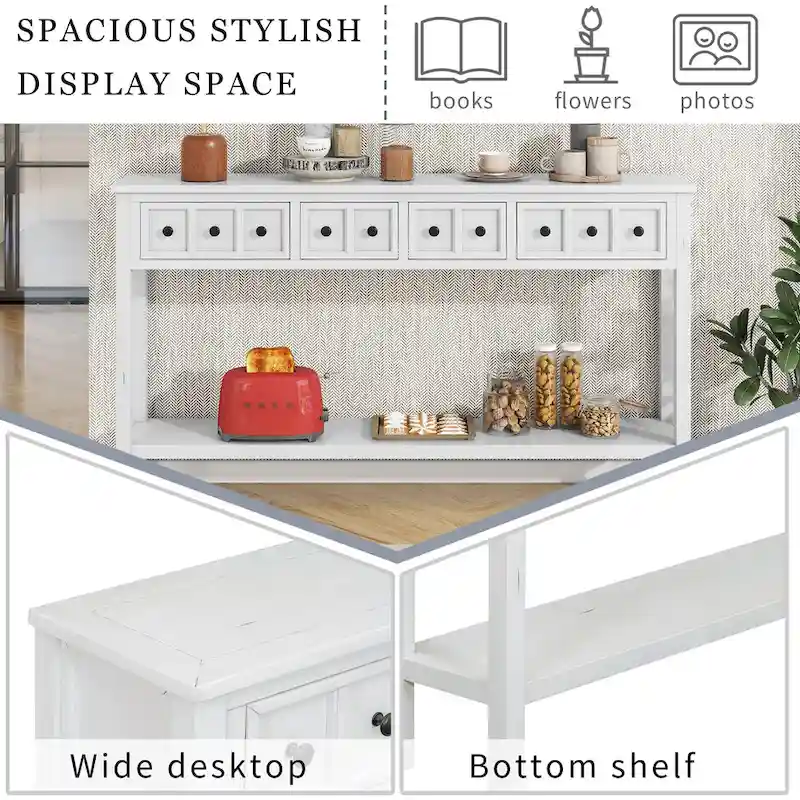 Rustic 4-drawer Entryway Console Table