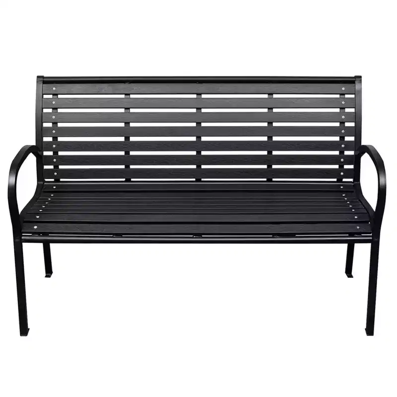 Garden Bench Black WPC (Wood Plastic Composite), Steel 116 cm wide
