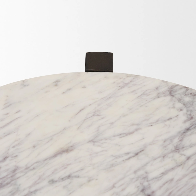 Bianca Dark Brown Wood w/ Marble Round Accent Table - 22.0L x 22.0W x 22.0H