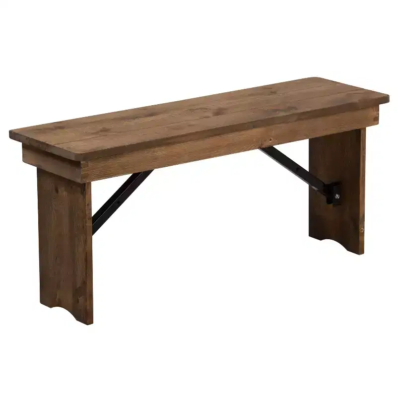 40 x 12 Antique Rustic Solid Pine Folding Farm Bench Portable