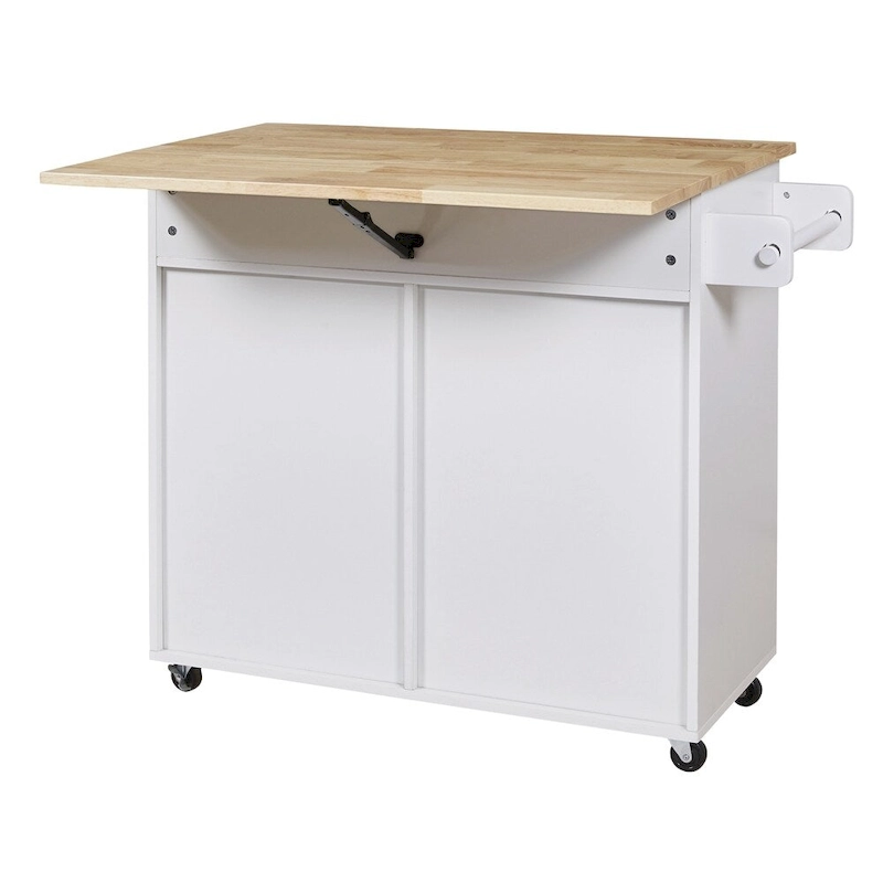 Rolling Kitchen Cart with Adjustable Shelf Tower Rack and Rubber Top - N/A