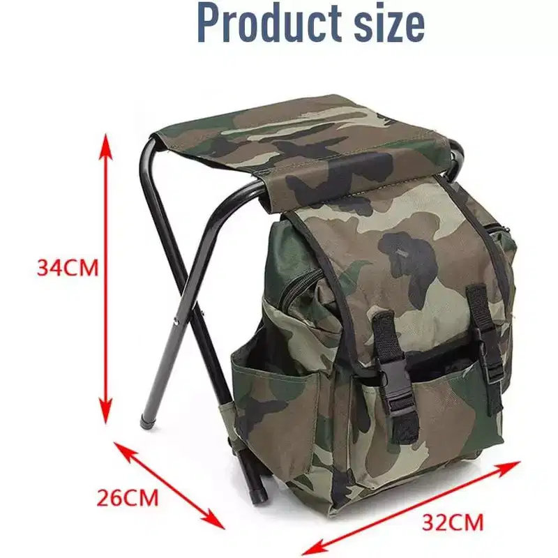 Portable Foldable Backpack Chair for Mountaineering & Fishing, 100kg Max Load Oxford Fabric Stool for Camping, Hiking & Travel