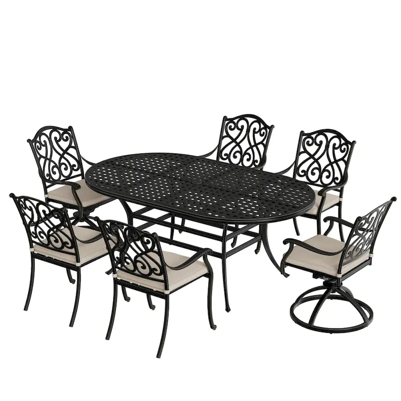 8 - Person Elliptical Outdoor Dining Set with Cushions