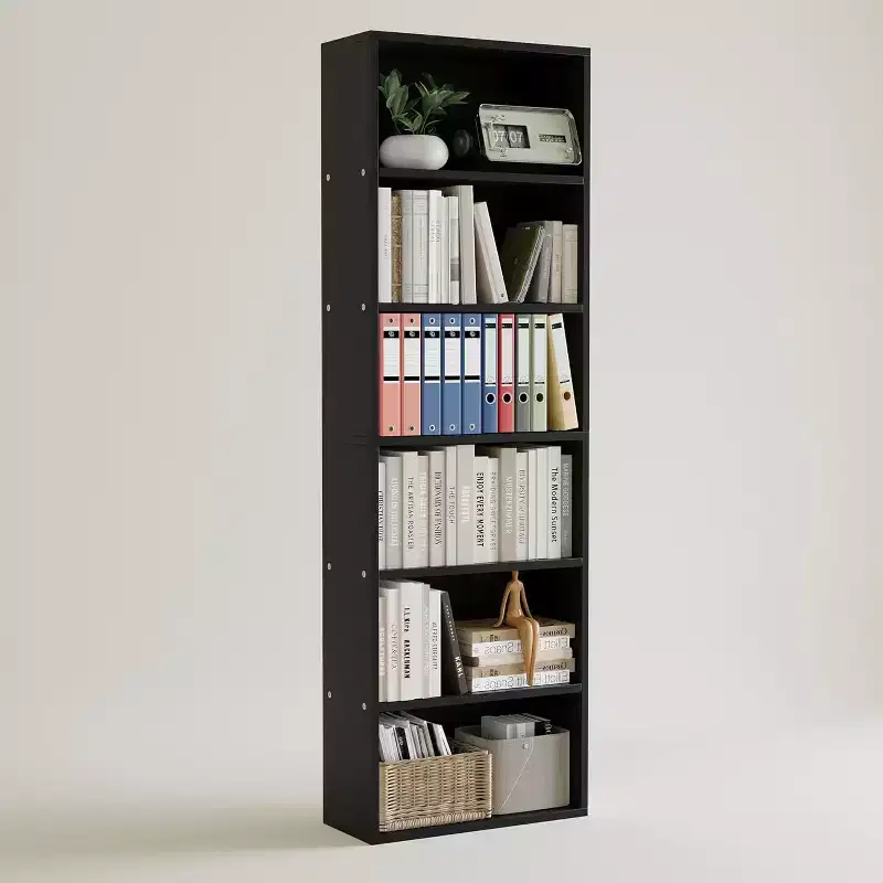 Tall Bookcase Dresser, 6 Shelf Standing Bookshelf, 6 Tier Open Shelf Wooden Bookcase, Floor Standing Display Storage Shelves