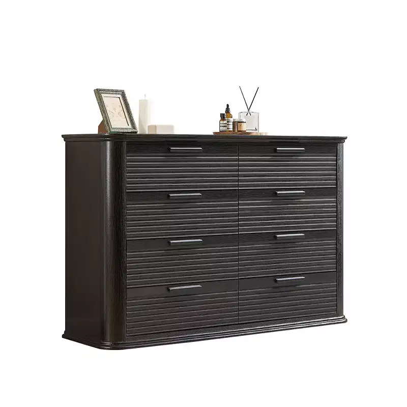 Zeus & Ruta Fluted 52 Modern Wood Dresser with 8 Drawers, Curved Design for Living Room & Hallway Storage
