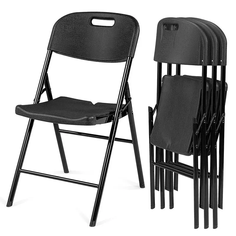 White/Black HDPE Stackable Folding Chair, Indoor & Outdoor, Set of 2 or 4
