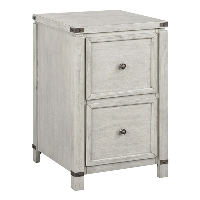OS Home & Office Furniture Two Drawer File Cabinet in Champagne Oak Wood Veneer