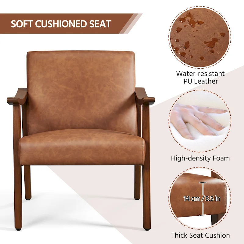 Yaheetech Upholstered Accent Chair Boucle Armchair with Solid Wood Legs - 24.5 L  28 W  29 H