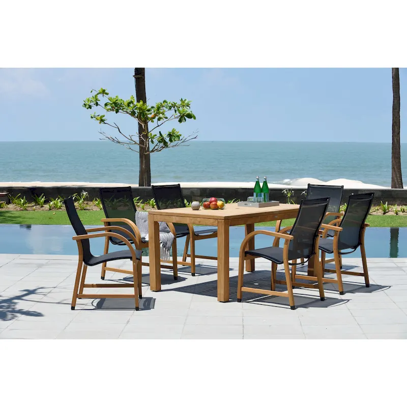 LifestyleGarden Panthuer 7 piece FSC Solid Teak Outdoor Patio Dining Set - 7-Piece
