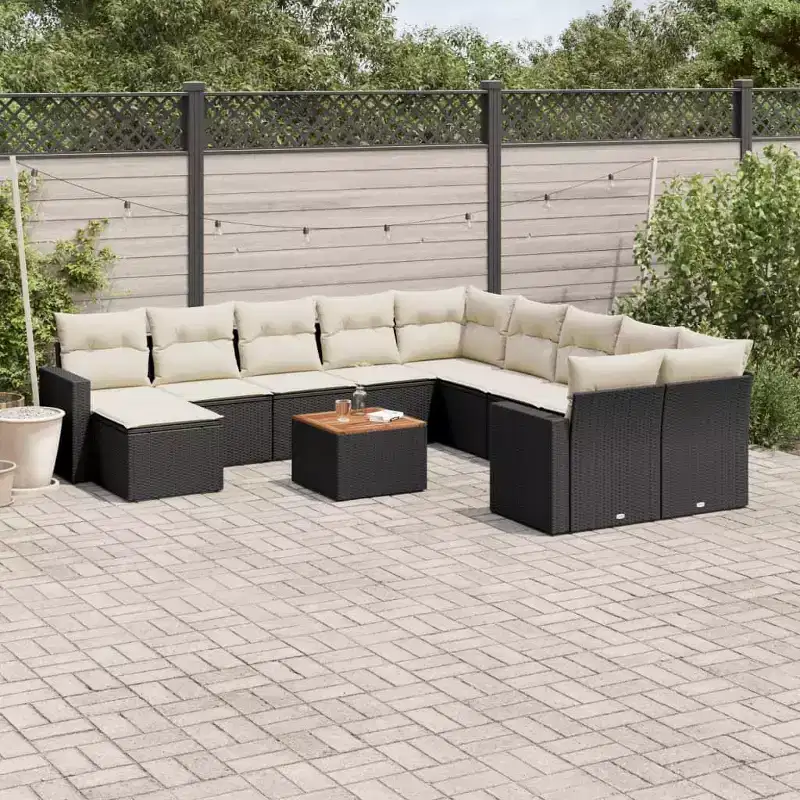vidaXL Garden Sofa Set Black