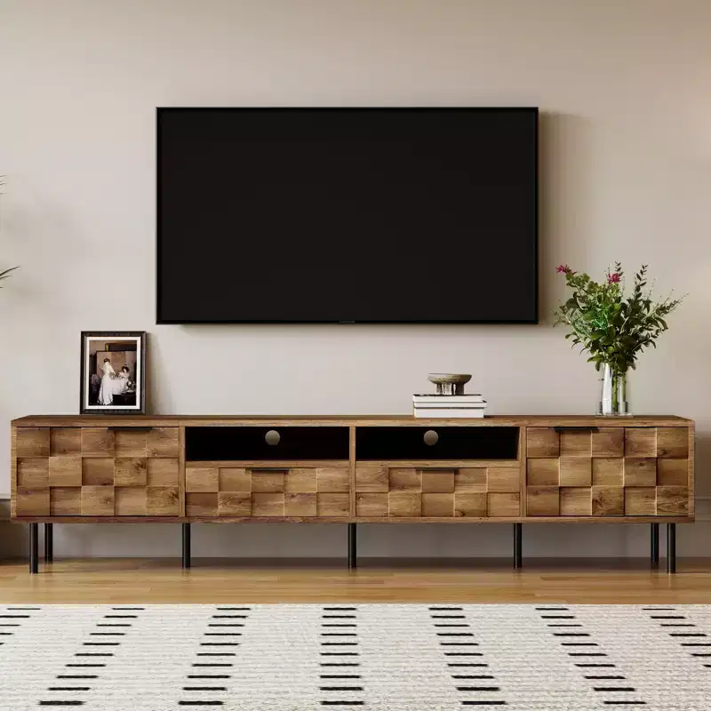 JVNOXK 78.70 inch Mid Century TV Stand with 2 Drawers, Media Console Table for TVs up to 85'', Entertainment Center with Storage for Living room