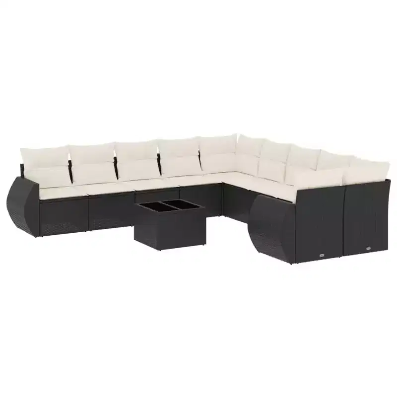 vidaXL 11 Piece Patio Sofa Set with Cushions Brown Poly Rattan