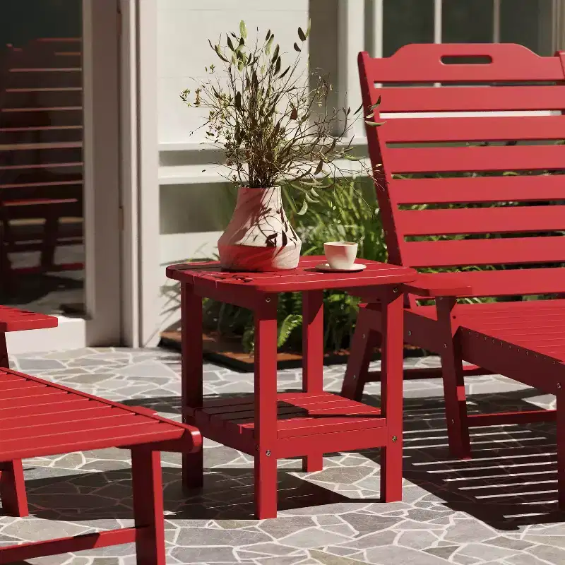 Merrick Lane 2-Tier Adirondack Side Table, All-Weather HDPE Indoor/Outdoor Accent Table