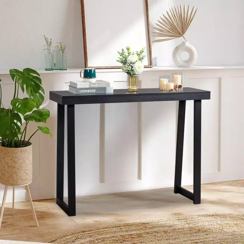 43.3 In Console Table With Trapezoidal Legs, Wooden Frame