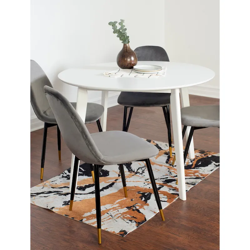 Modern Style 5-Piece Dining Set with Round Table and 4 Velvet Upholstered Chairs