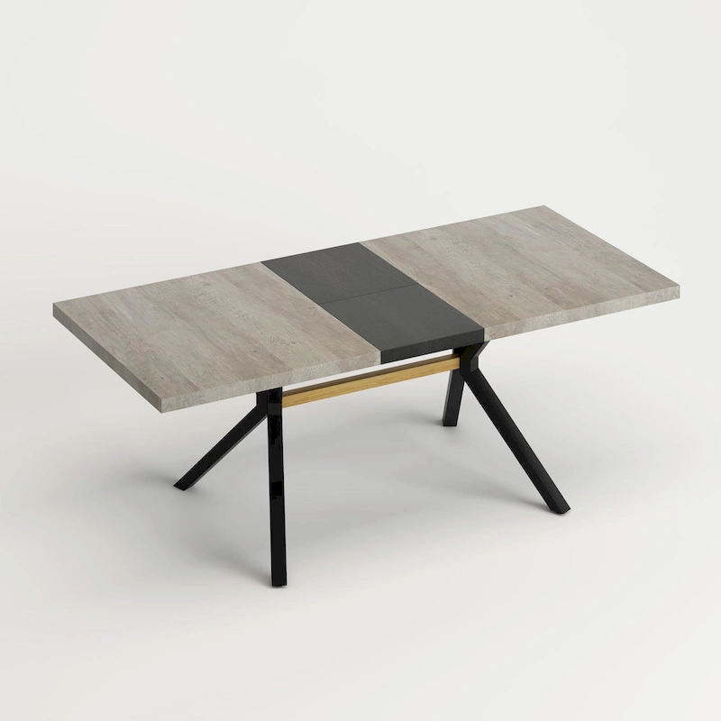 Retro Rectangular Dining Table with Carole Top and Black Embossed Center Plate