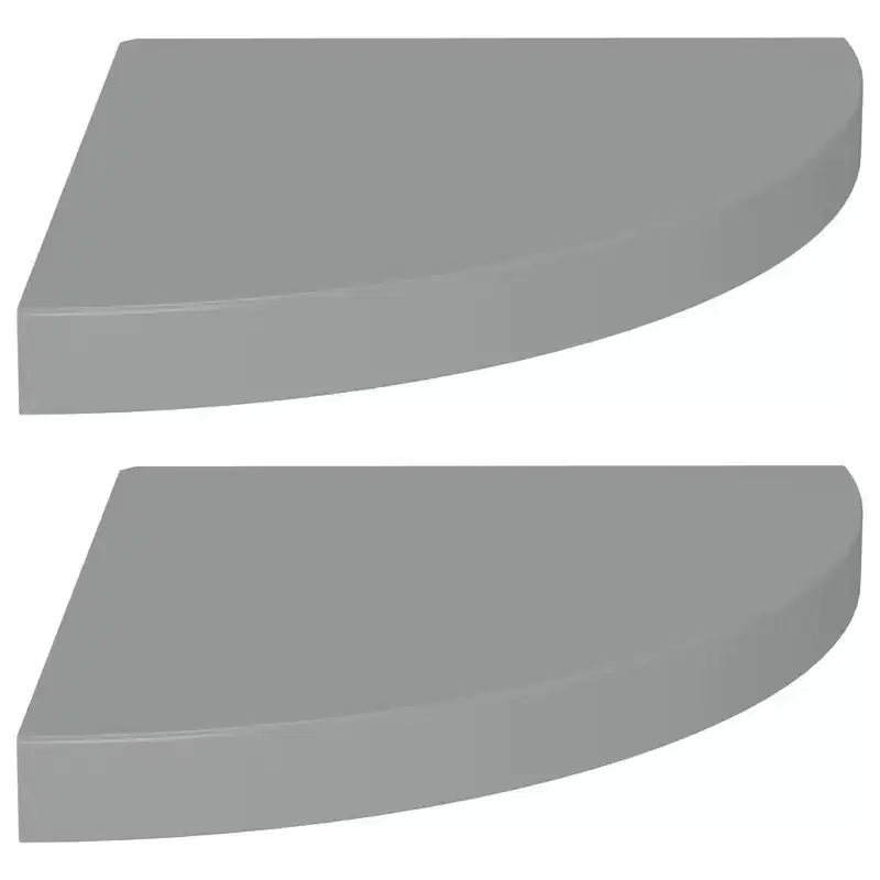 Corner Shelf 2 Piece Gray Honeycomb MDF, Metal Small
